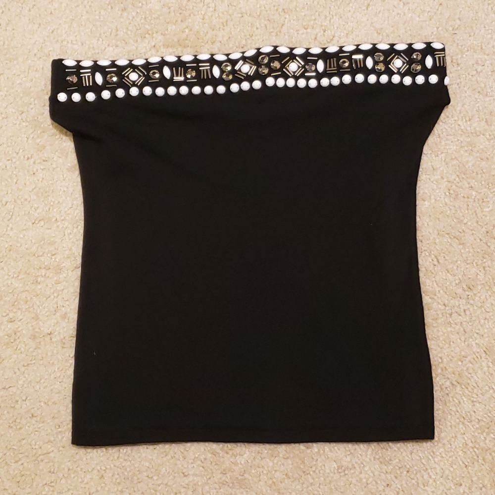 WHBM White House Black Market beaded strapless top